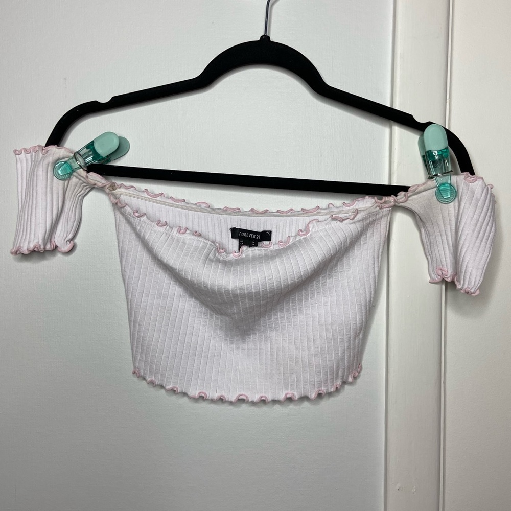 White tube top w/ pink trim